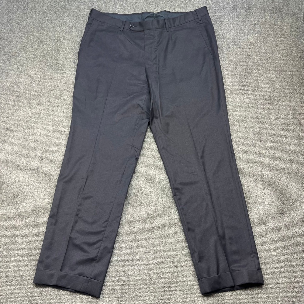 Ermenegildo Zegna Milano Mens Wool Dress Pants Navy Blue Cuffed 37x29